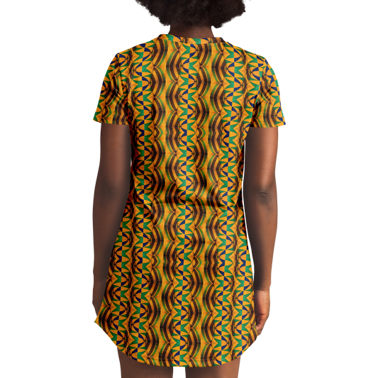 Women's African Kente Geometric Pattern All-Over Print T-Shirt Dress