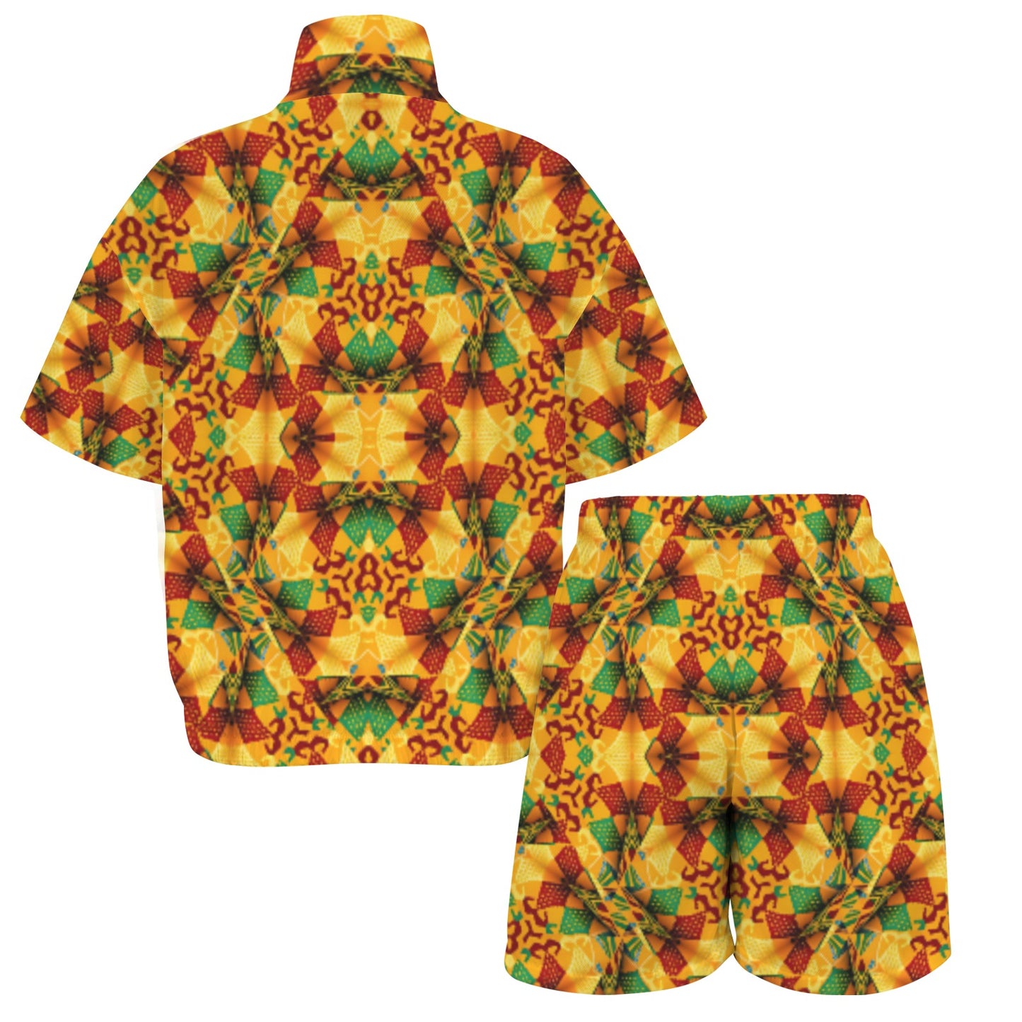 Women’s Vibrant Autumn Kaleidoscope Pattern All Over Print Windbreaker Short Set