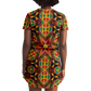 Women's African Kente Geometric Star Pattern All-Over Print T-Shirt Dress