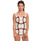 Women's Red & Black Geometric Pattern One-Piece Swimsuit