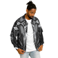 Men's Black & Silver Symmetry Pattern All-Over Print Baseball Jacket