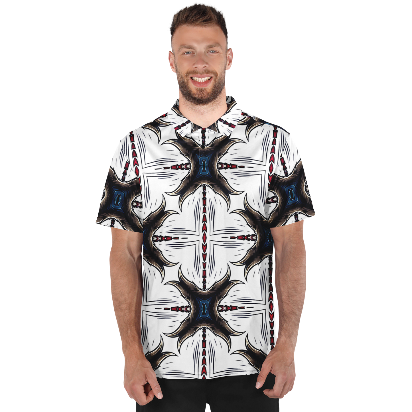 Men's Abstract Symmetry Pattern  Polyester Polo Shirt