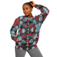 Women's Red, Green & White Teal Aztec Geo Pattern All-Over Print Baseball Jacket