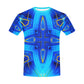 Men Vibrant Blue Geometric All-Over Print Crew Neck T-Shirt