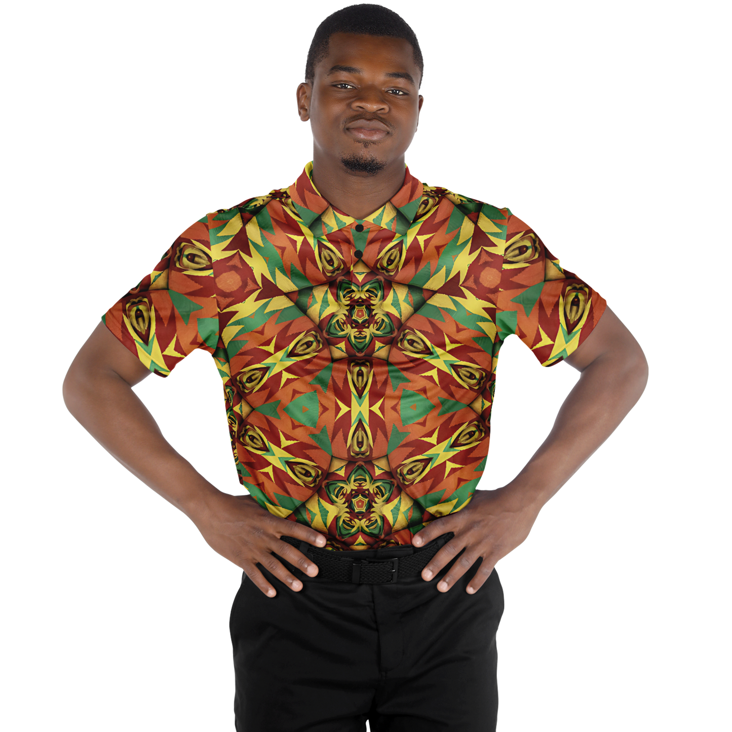 Men's Bold Tribal Kaleidoscope Pattern All Over Print Polo Shirt