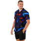 Men's Blue & Red Kaleidoscope Pattern All Over Print Spread Collar Short Sleeve Button-Down Shirt