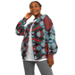 Women's Red, Green & White Teal Aztec Geo Pattern All-Over Print Baseball Jacket