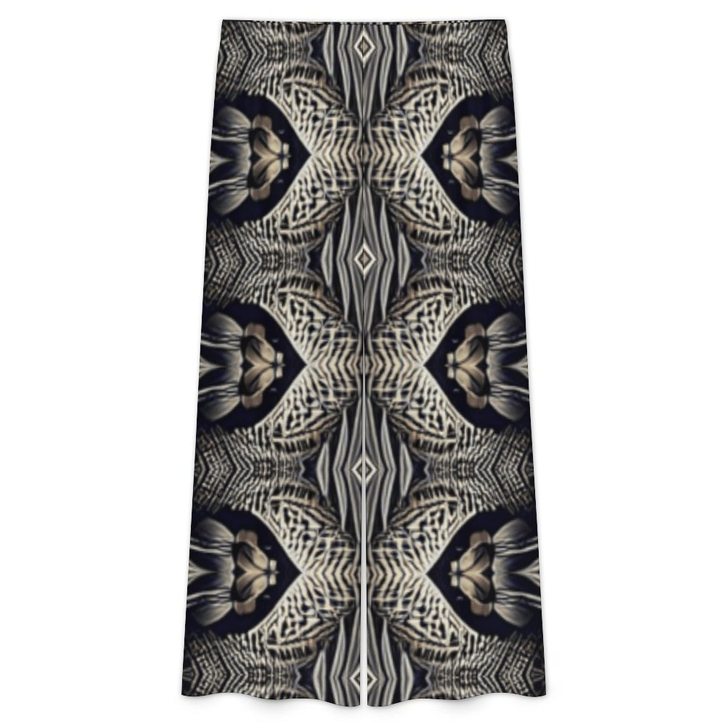 Women's Monochrome Geometric Kaleidoscope Pattern All Over Print Side-Tie Short Sleeve Top & Wide-Leg Pants Set