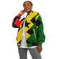 Women's Red Yellow Green and Black Stars Baseball Jacket