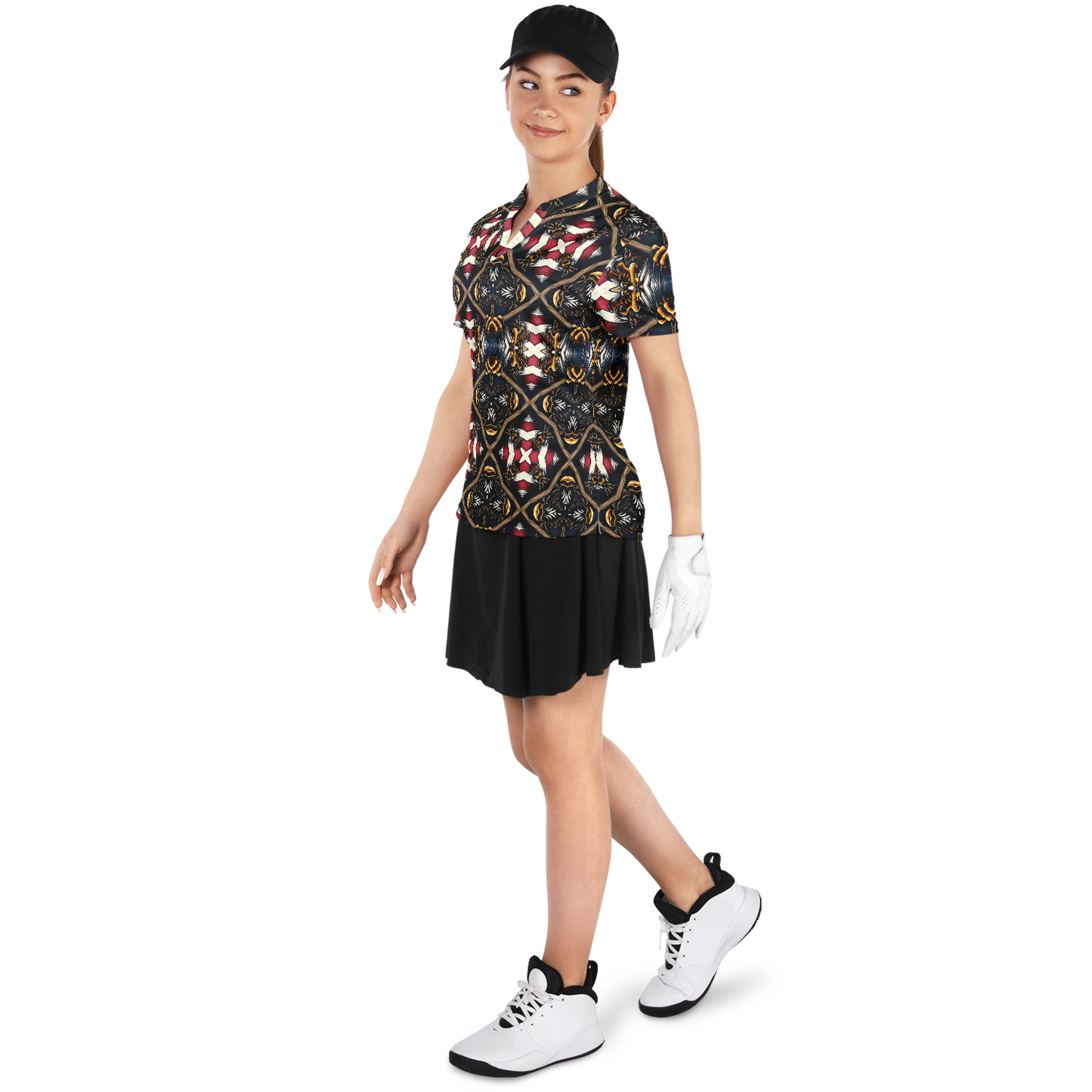 Women's Stand Up Collar Polyester Polo Shirt