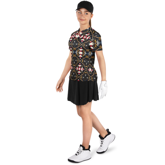 Women's Stand Up Collar Polyester Polo Shirt