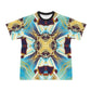Men's Abstract Teal & Gold Pattern All Over Print Men's All Over Print Ribbed Collar T-Shirt.