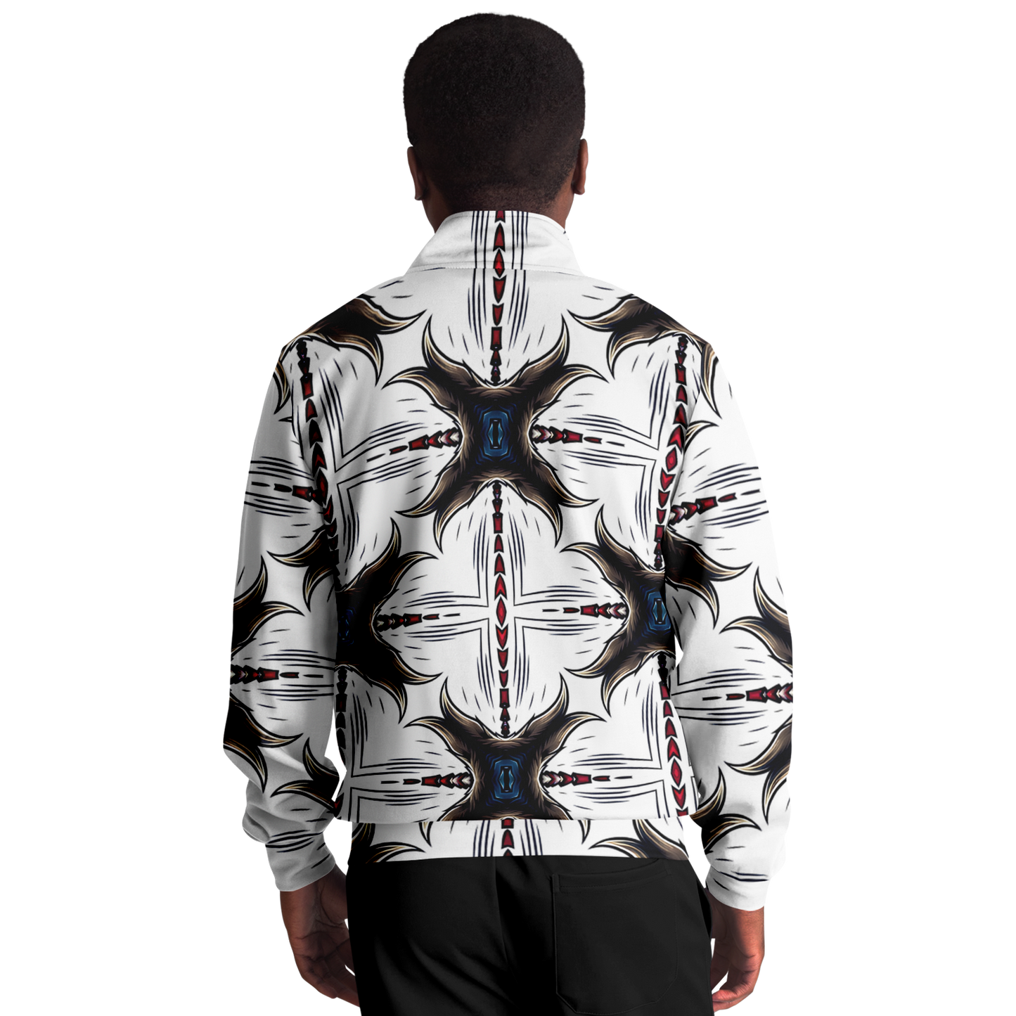 Men's Abstract Symmetry Pattern Polyester Track Jacket