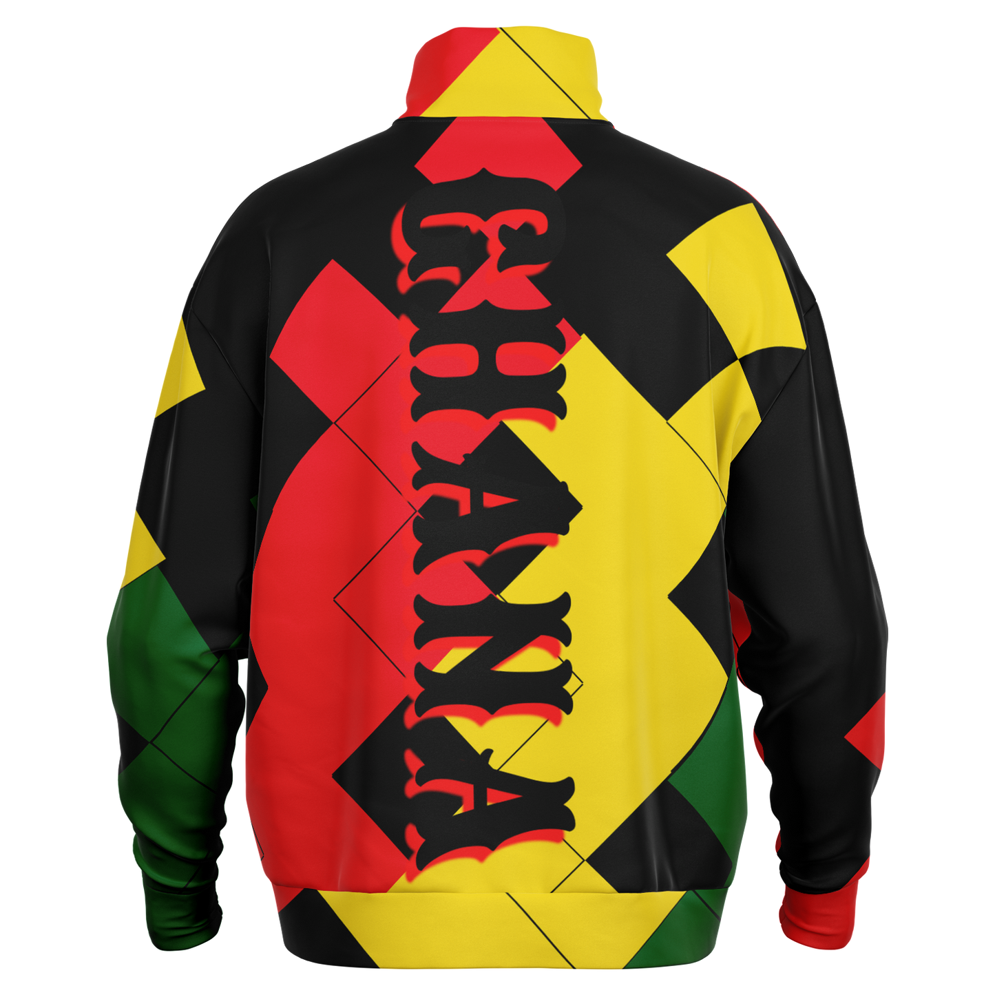 Men's Red Yellow Green and Black Stars Heavyweight Oversized Quarter Zip Sweatshirt