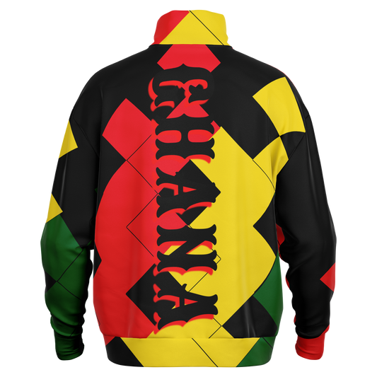 Men's Red Yellow Green and Black Stars Heavyweight Oversized Quarter Zip Sweatshirt