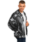 Men's Black & Silver Symmetry Pattern All-Over Print Baseball Jacket