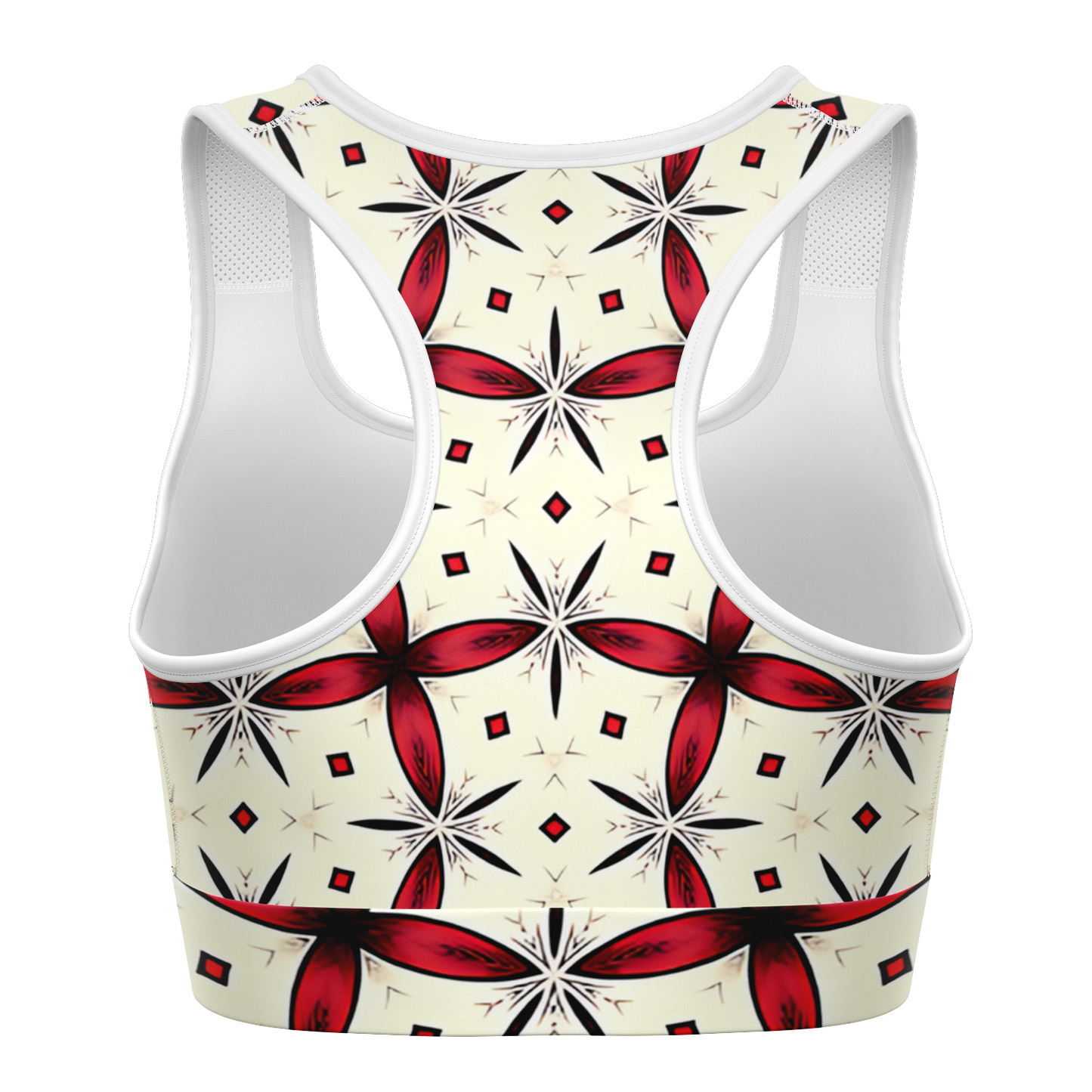 Women's Red & Black Geometric Pattern Sports Bra