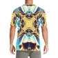 Men's Abstract Teal & Gold Pattern All Over Print  Crew Neck T-Shirt