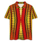 Men's Red Bold Tribal Pattern All-Over Print Zip-Up Polo Set
