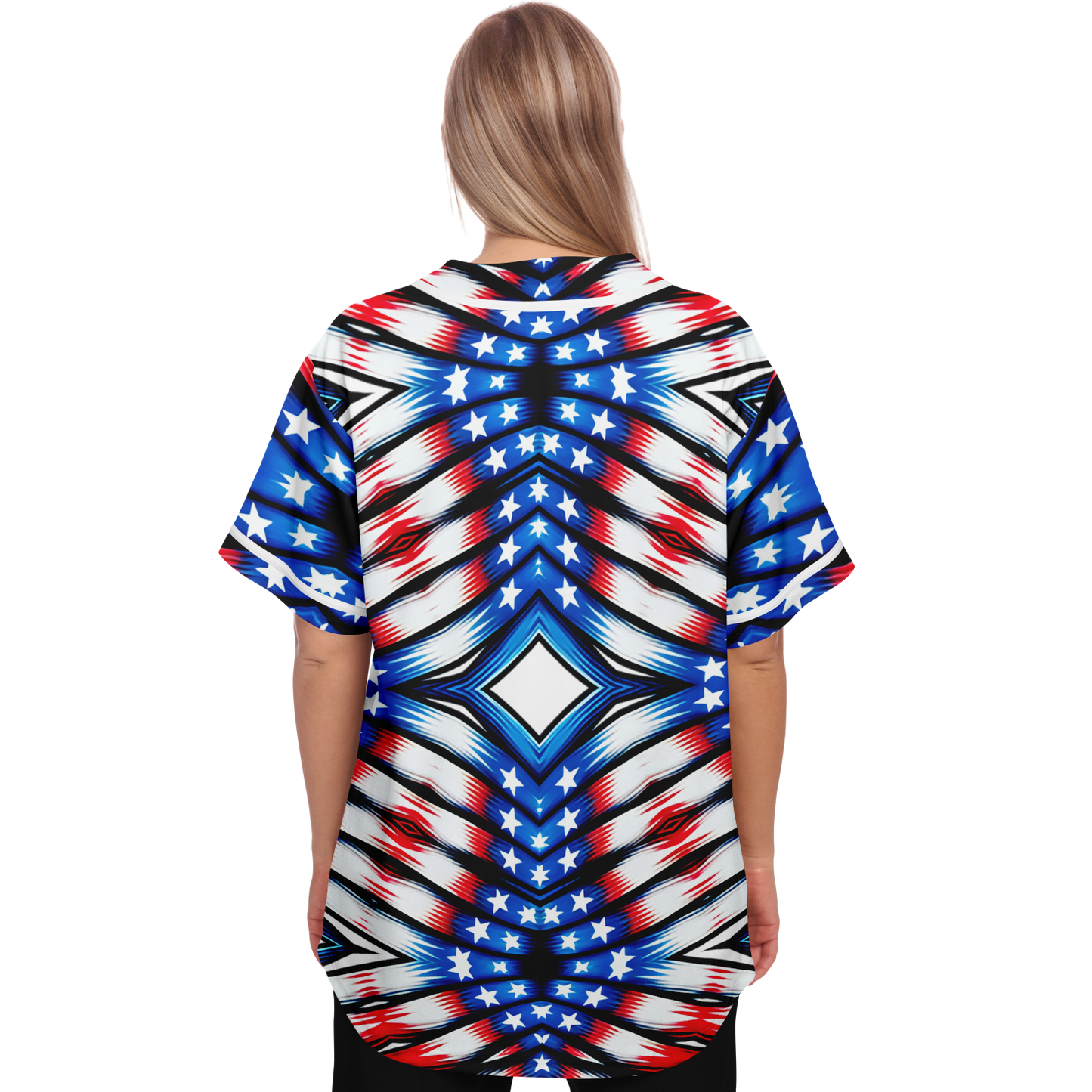 Women's American Flag Pattern All-Over Print Baseball Jersey