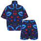 Women's Blue & Red Kaleidoscope Pattern Windbreaker Short Set