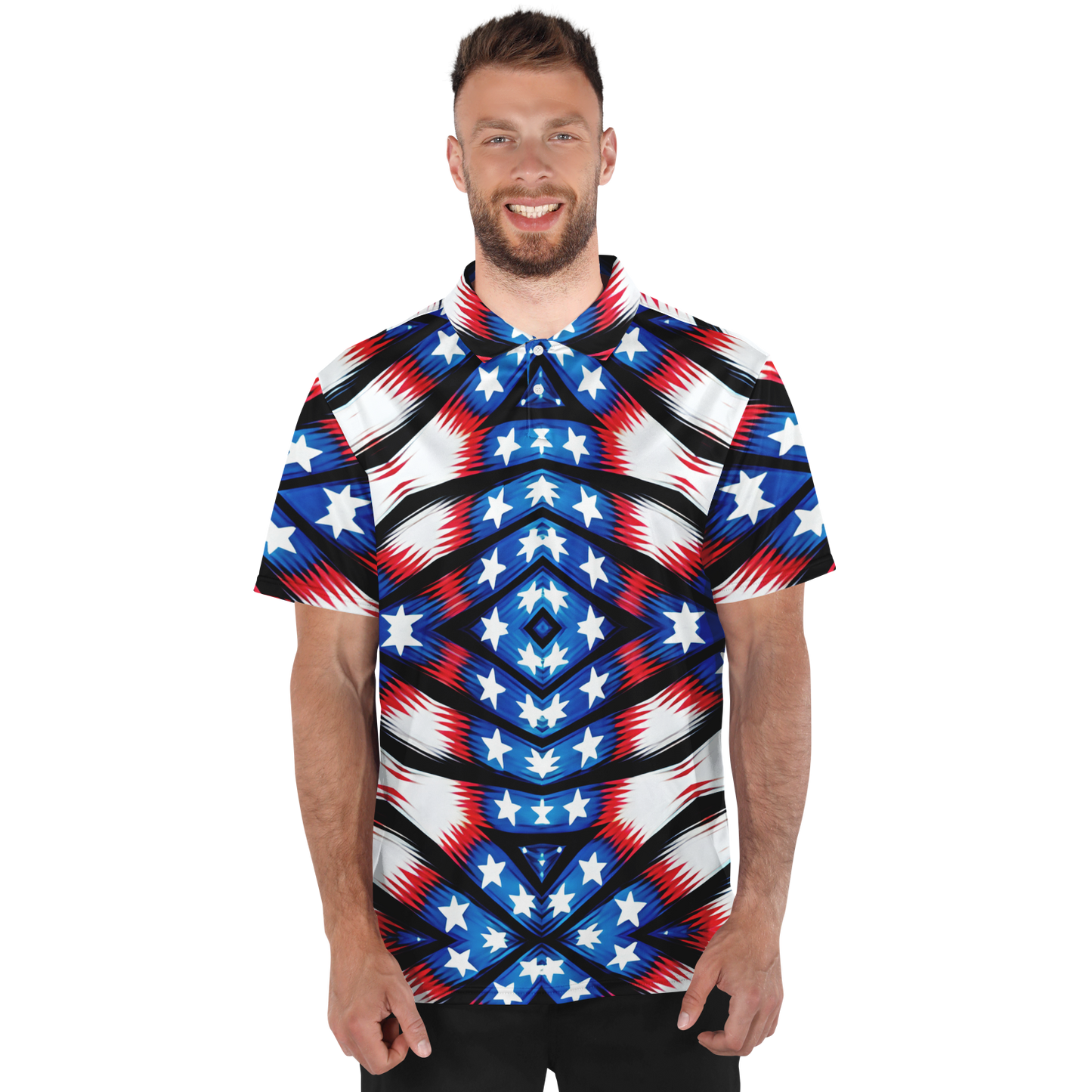 Men's American Flag Pattern All-Over Print Polo Shirt