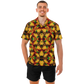 Men's Vibrant Autumn Kaleidoscope Pattern Spread Collar Short Sleeve Button-Down All Over Print Shirt.