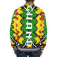 Men's Ghana Flag & Black Star Pattern All-Over Print Striped Trim Bomber Jacket