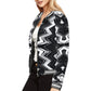 Women's Black & White Geometric Pattern All-Over Print Bomber Jacket for Women