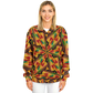 Women's Vibrant African Kente Geometric All-Over Print Baseball Jacket