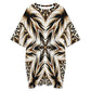 Women's Brown & Black Kaleidoscope Pattern Oversized T- Shirt Loungewear