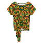 Women's Vibrant African Kente-Inspired Pattern All-Over Print Side-Tie Short Sleeve Top & Wide-Leg Pants Set