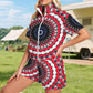 Women's Patriotic Red White Blue Geometric Windbreaker Short Set