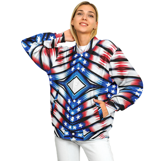 Women's American Flag Pattern All-Over Print Baseball Jacket