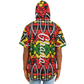 Men's Ghana Flag & Black Star Pattern All-Over Print Hooded Baseball Jersey