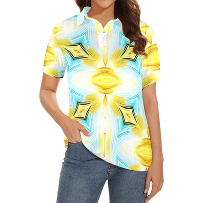 Women's Vibrant Kaleidoscope Geo Pattern All-Over Print  Polo Shirt