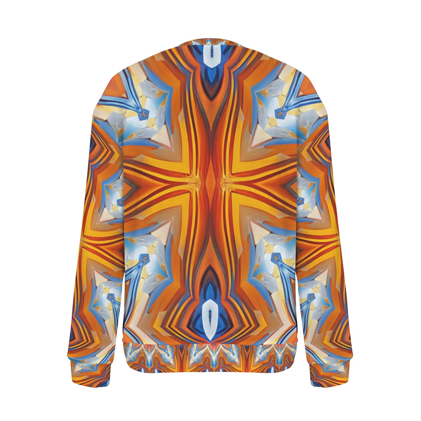 Women' Abstract Flame Kaleidoscope Pattern All Over Print Crew Neck Sweater
