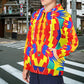 Men's Bold Rainbow Kente-Inspired Geometric Pattern All Over Print Fleece Full-Zip Hoodie