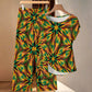 Women's Vibrant African Kente-Inspired Pattern All-Over Print Side-Tie Short Sleeve Top & Wide-Leg Pants Set