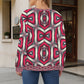 Women's Red Geometric Kaleidoscope Pattern All Over Print Crew Neck Sweater