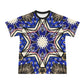 Men's Kaleidoscope Star Pattern All-Over Print Cut & Sew Ribbed Collar T-Shirt