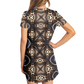 Women's Geometric Kaleidoscope Brown Pattern All Over Print T-Shirt Dress