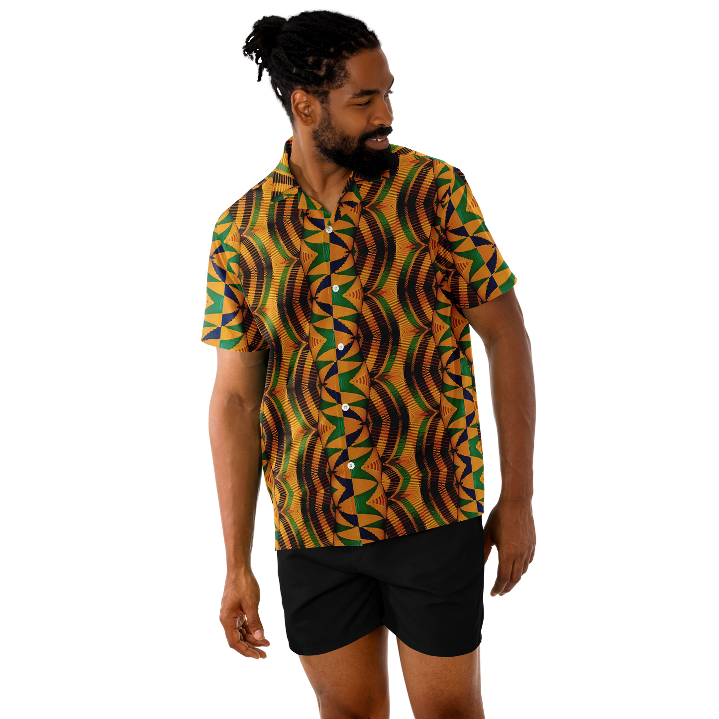 Men's Spread Collar Short Sleeve Button-Down Shirt.