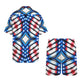 Men's Red White & Blue Geometric Pattern All-Over Print Hawaiian Shirt & Shorts Set