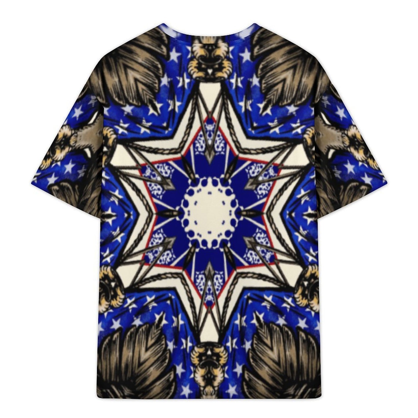 Men's Kaleidoscope Star Pattern All-Over Print Plus Size Drop Shoulder T-Shirt
