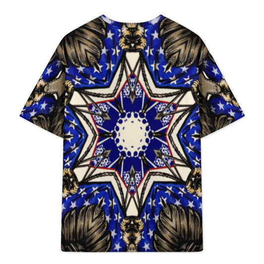Men's Kaleidoscope Star Pattern All-Over Print Plus Size Drop Shoulder T-Shirt