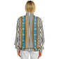Women's Striped Retro Blue & Orange Patten All Over Print Baseball Jacket