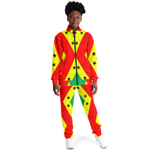 Women's Red Yellow Green Black Stars Pride Flag Track Jacket and Pants