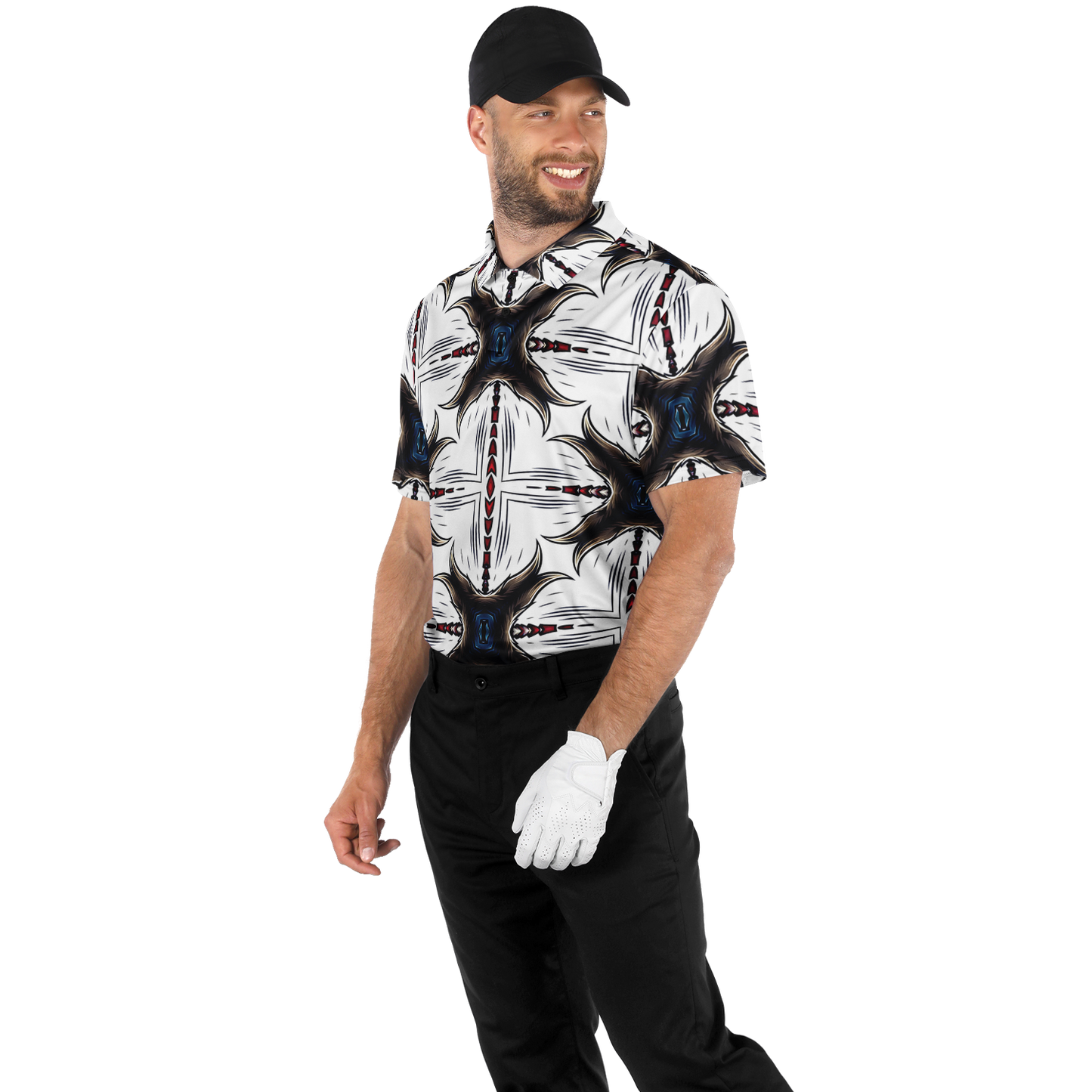 Men's Abstract Symmetry Pattern  Polyester Polo Shirt