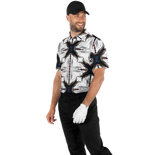 Men's Abstract Symmetry Pattern Polyester Polo Shirt